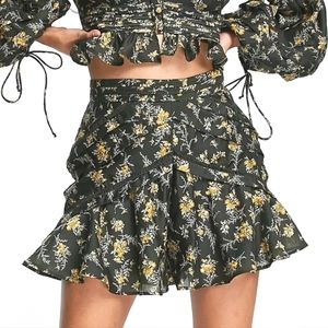 SALE NWT Asos Green Floral Print Flippy Skirt Skort Layered Pleated High Rise 10